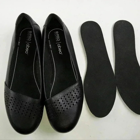Abeo Fleur Pro 24/7 Womens Black Leather Perforated Comfort Flats Size 7… - Picture 10 of 10